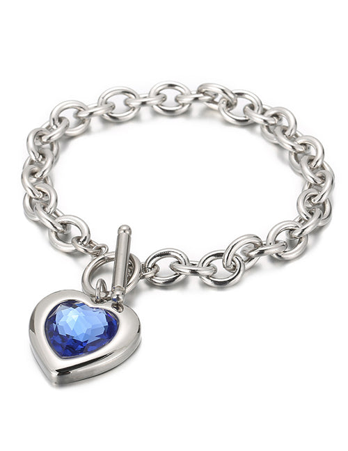 Fashion 1# Titanium Diamond Heart Ot Buckle Bracelet