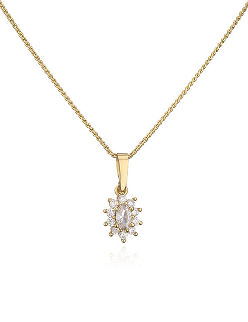 Fashion 1 Pair Of White Diamond Earrings Bronze Zirconium Geometric Oval Stud Earrings