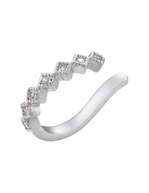 Fashion Golden Twist Pattern Single Copper Inlaid Racket Blossoms Cross Geometric Ear Bone Clip