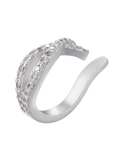 Fashion Golden Twist Pattern Single Copper Inlaid Racket Blossoms Cross Geometric Ear Bone Clip