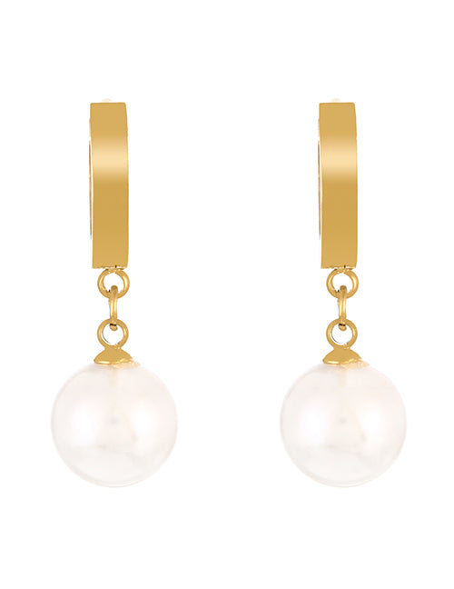 Fashion Gold Titanium Steel Round Pendant Pendant Ear Ring