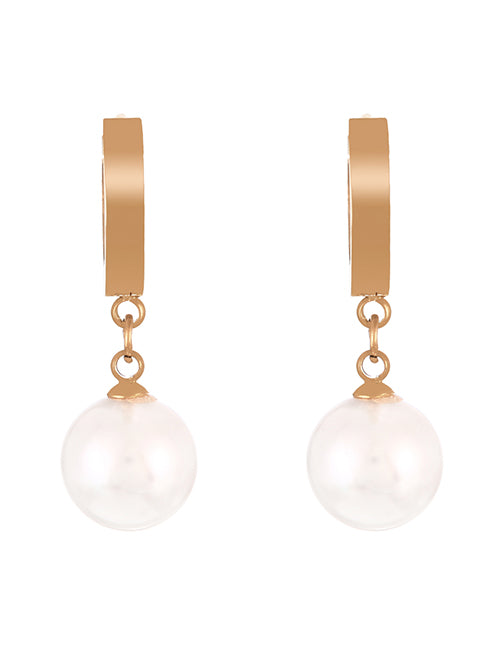 Fashion Gold Titanium Steel Round Pendant Pendant Ear Ring