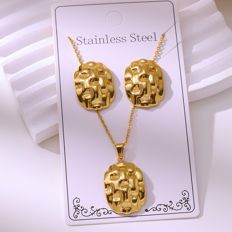 Teardrop Shape Stainless Steel Teardrop-shaped Necklace And Earring Set