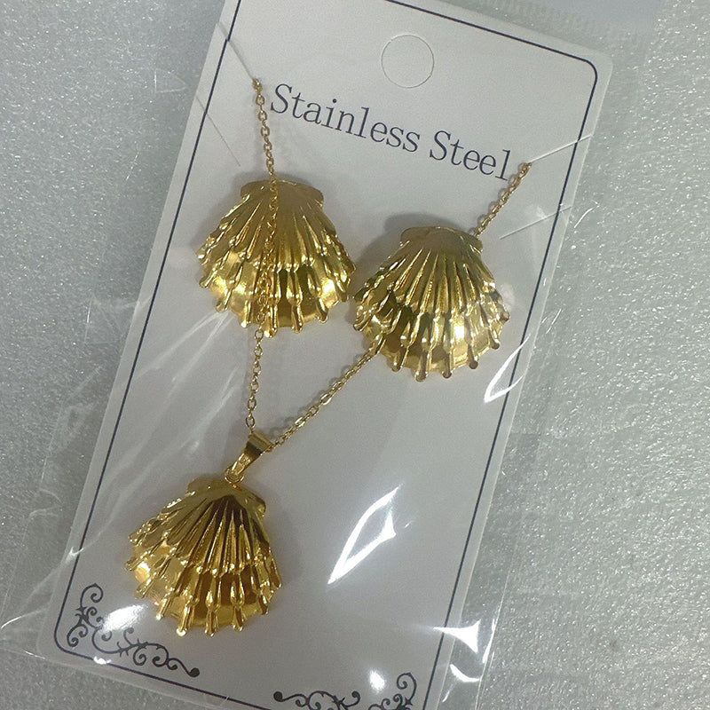 Teardrop Shape Stainless Steel Teardrop-shaped Necklace And Earring Set