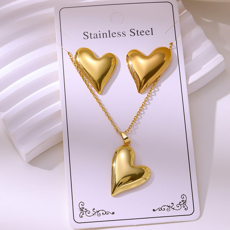 Teardrop Shape Stainless Steel Teardrop-shaped Necklace And Earring Set