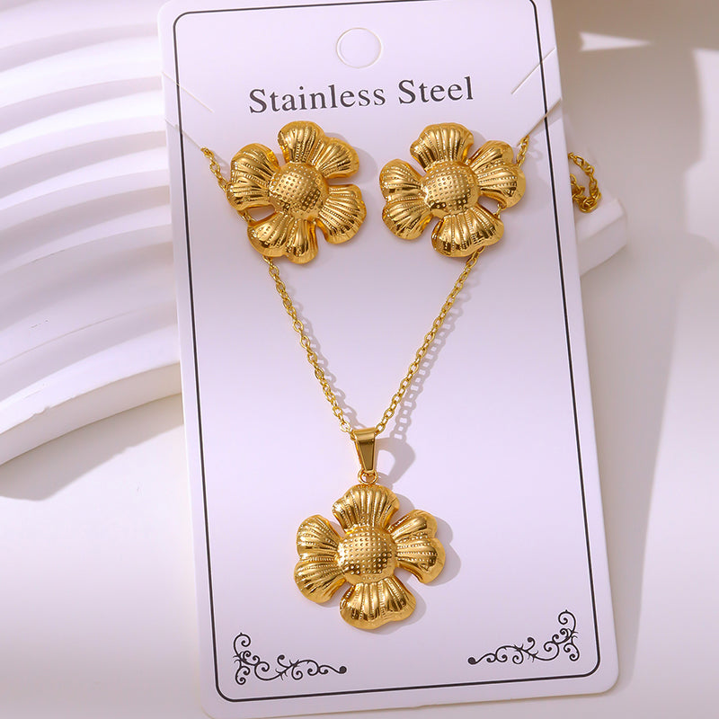 Teardrop Shape Stainless Steel Teardrop-shaped Necklace And Earring Set