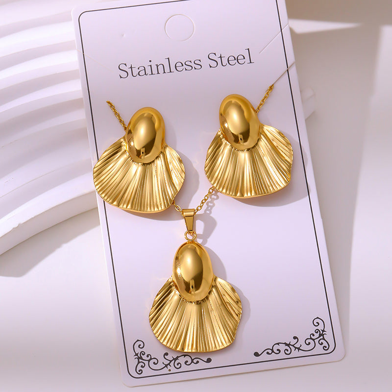 Teardrop Shape Stainless Steel Teardrop-shaped Necklace And Earring Set