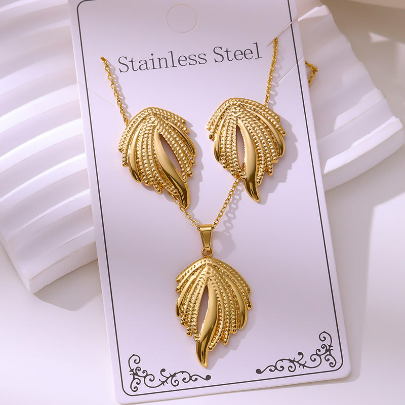 Teardrop Shape Stainless Steel Teardrop-shaped Necklace And Earring Set