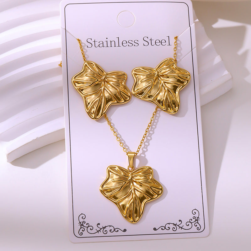 Teardrop Shape Stainless Steel Teardrop-shaped Necklace And Earring Set