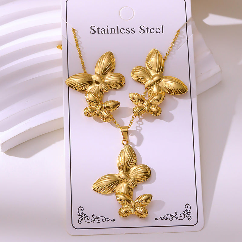 Teardrop Shape Stainless Steel Teardrop-shaped Necklace And Earring Set