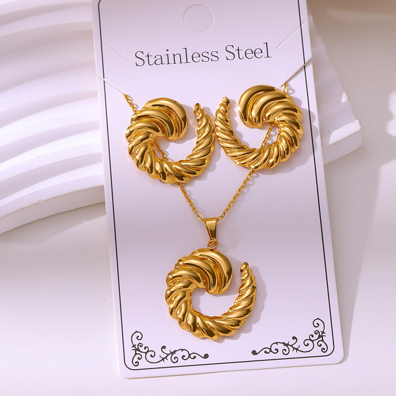 Teardrop Shape Stainless Steel Teardrop-shaped Necklace And Earring Set