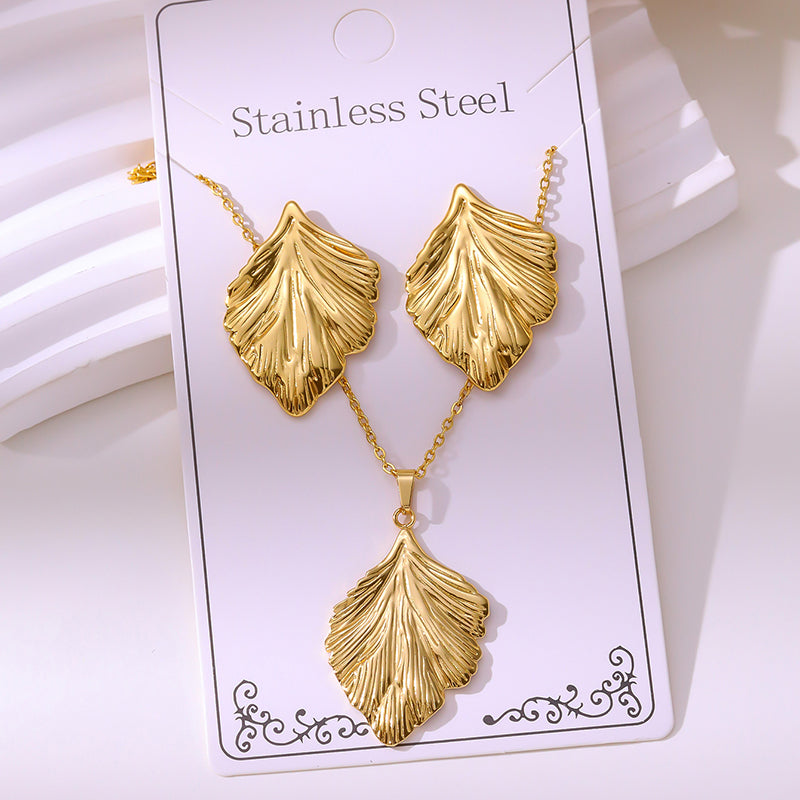 Teardrop Shape Stainless Steel Teardrop-shaped Necklace And Earring Set