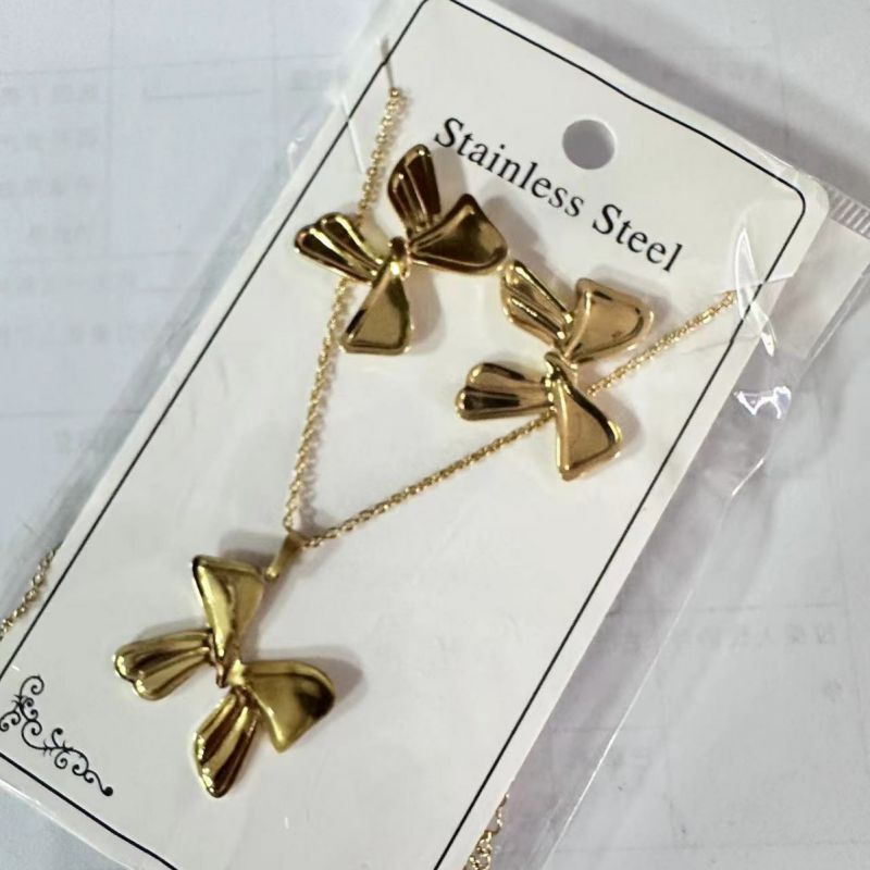 Teardrop Shape Stainless Steel Teardrop-shaped Necklace And Earring Set