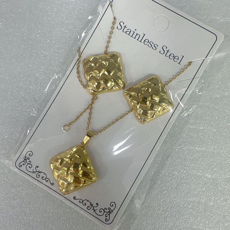 Teardrop Shape Stainless Steel Teardrop-shaped Necklace And Earring Set