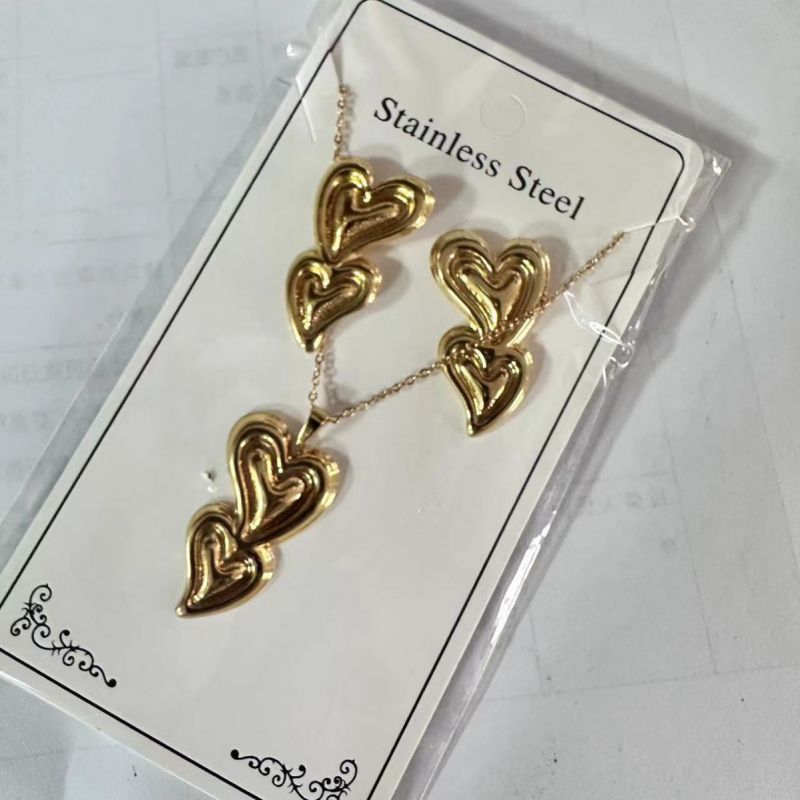 Teardrop Shape Stainless Steel Teardrop-shaped Necklace And Earring Set