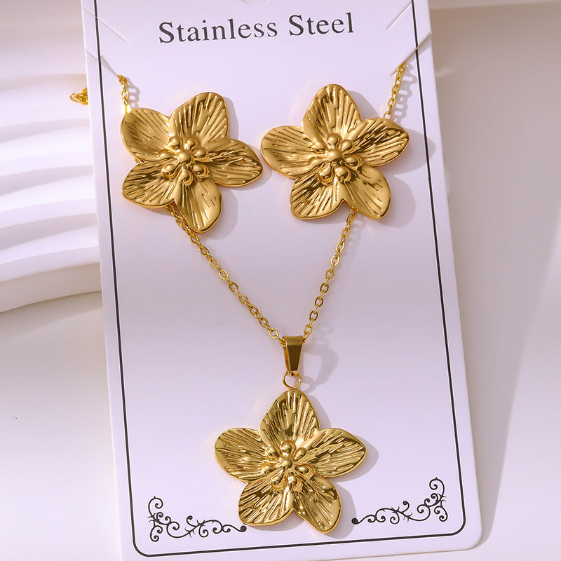 Teardrop Shape Stainless Steel Teardrop-shaped Necklace And Earring Set