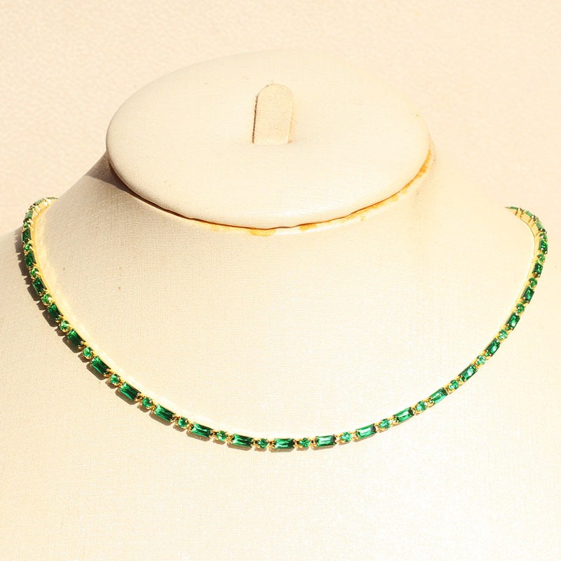 Three-piece Set Square Zirconia Necklace Bracelet Earring Set