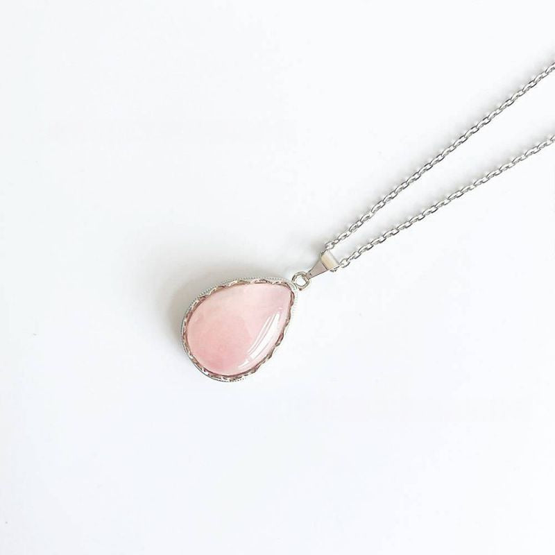 Tiger Eye Stainless Steel Necklace Stainless Steel Teardrop Shape Natural Stone Necklace