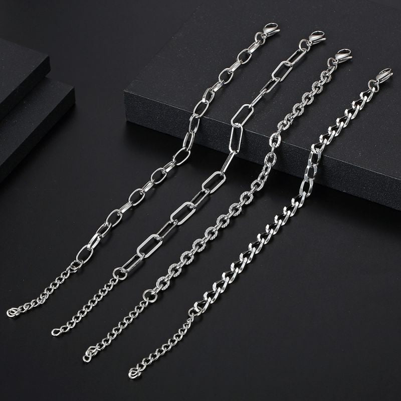 Type A Bracelet Length 19cm + 5cm Extension Chain Stainless Steel Chain Men's Bracelet