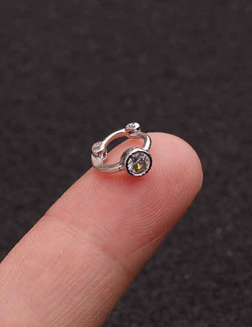 Fashion Silver 1# Zircon Flower Earrings