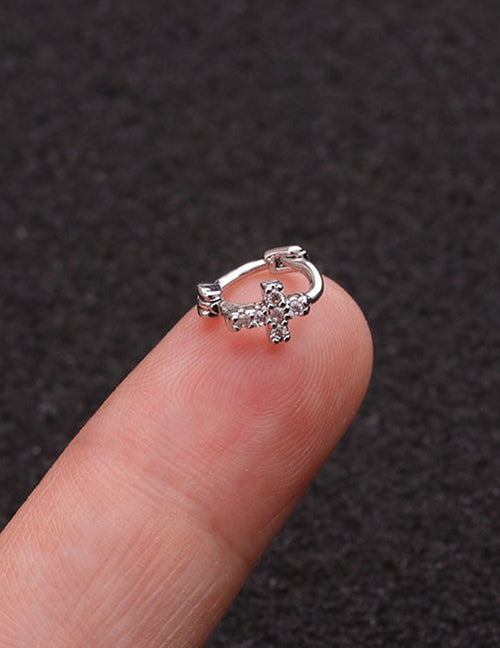 Fashion Silver 1# Zircon Flower Earrings