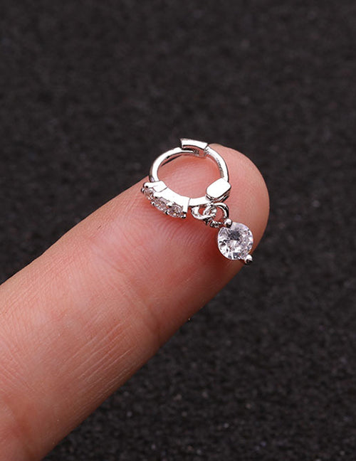 Fashion Silver 1# Zircon Flower Earrings