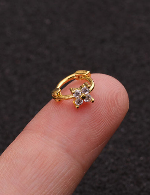 Fashion Silver 1# Zircon Flower Earrings