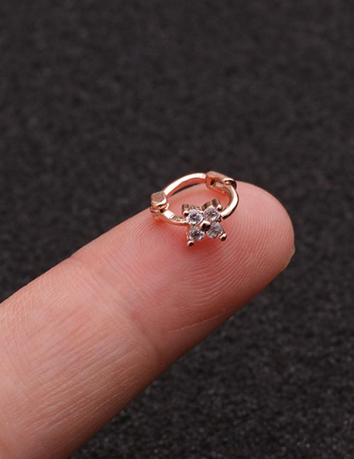 Fashion Silver 1# Zircon Flower Earrings