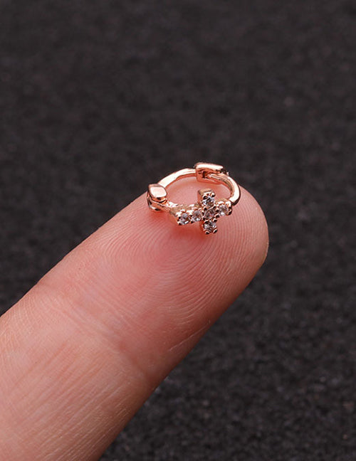 Fashion Silver 1# Zircon Flower Earrings