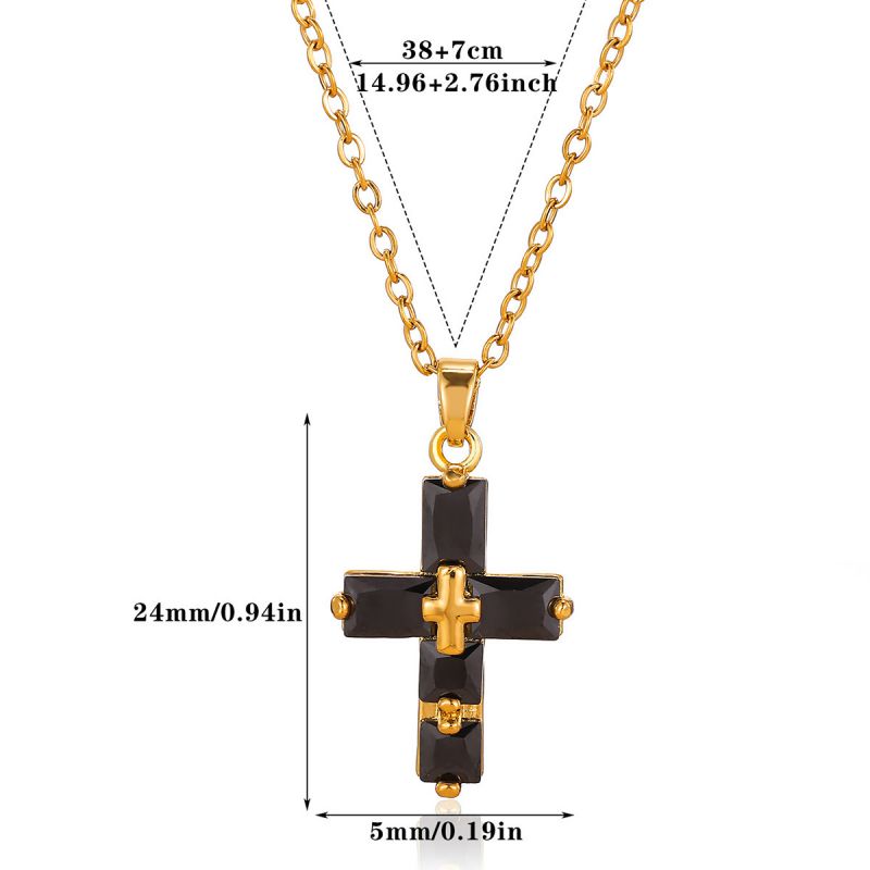 White 304 Stainless Steel Diamond-set Cross Necklace