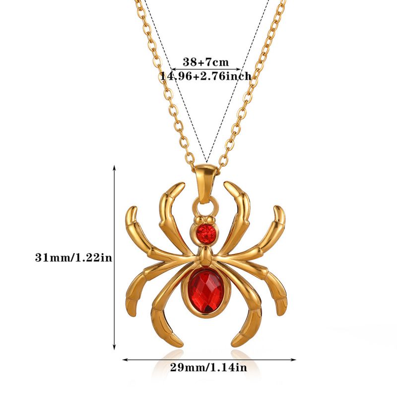 White 304 Stainless Steel Diamond-studded Spider Necklace