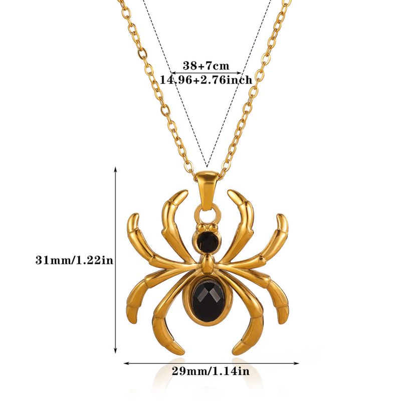 White 304 Stainless Steel Diamond-studded Spider Necklace