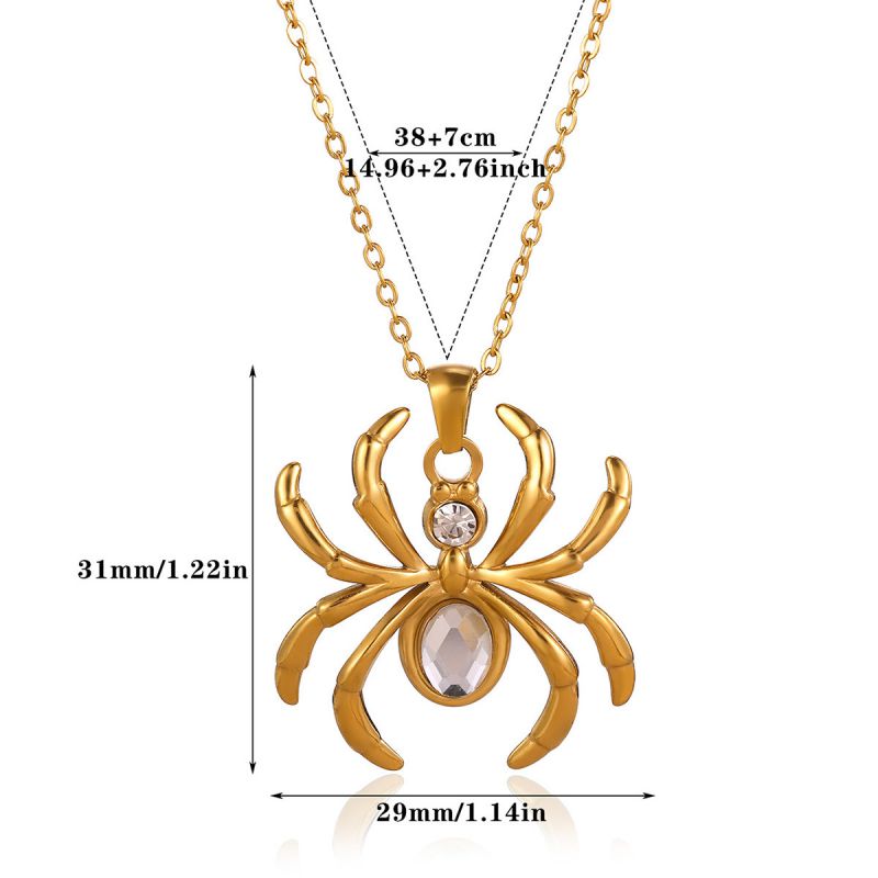White 304 Stainless Steel Diamond-studded Spider Necklace