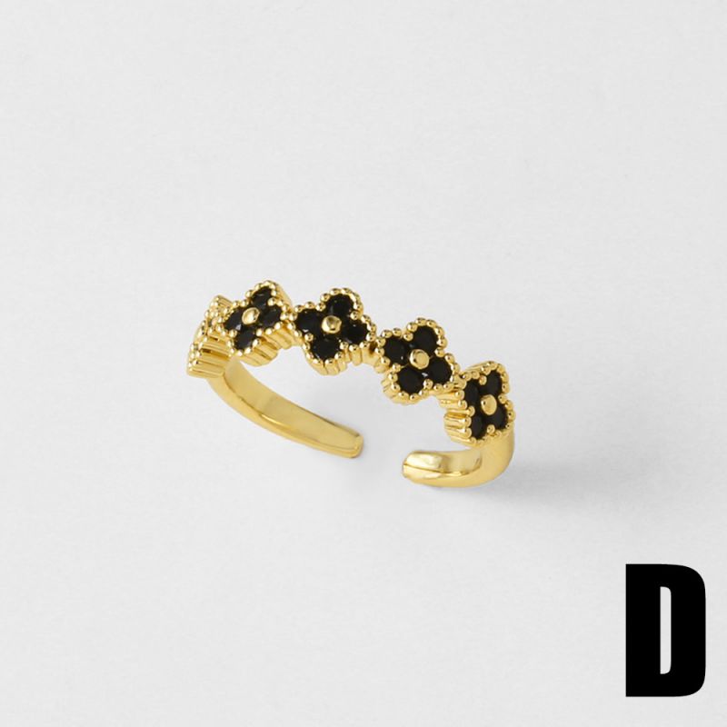 White Copper Diamond Petal Round Ring