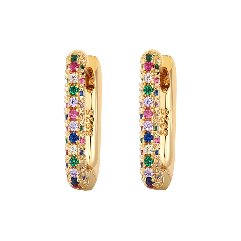 White Copper Oval Diamond Hoop Earrings