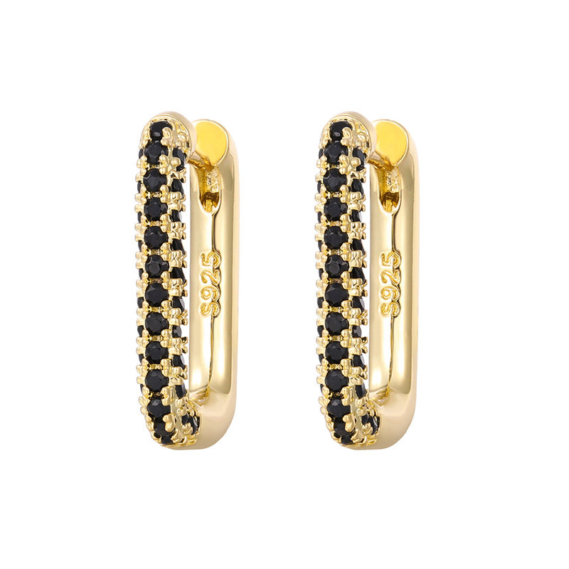 White Copper Oval Diamond Hoop Earrings