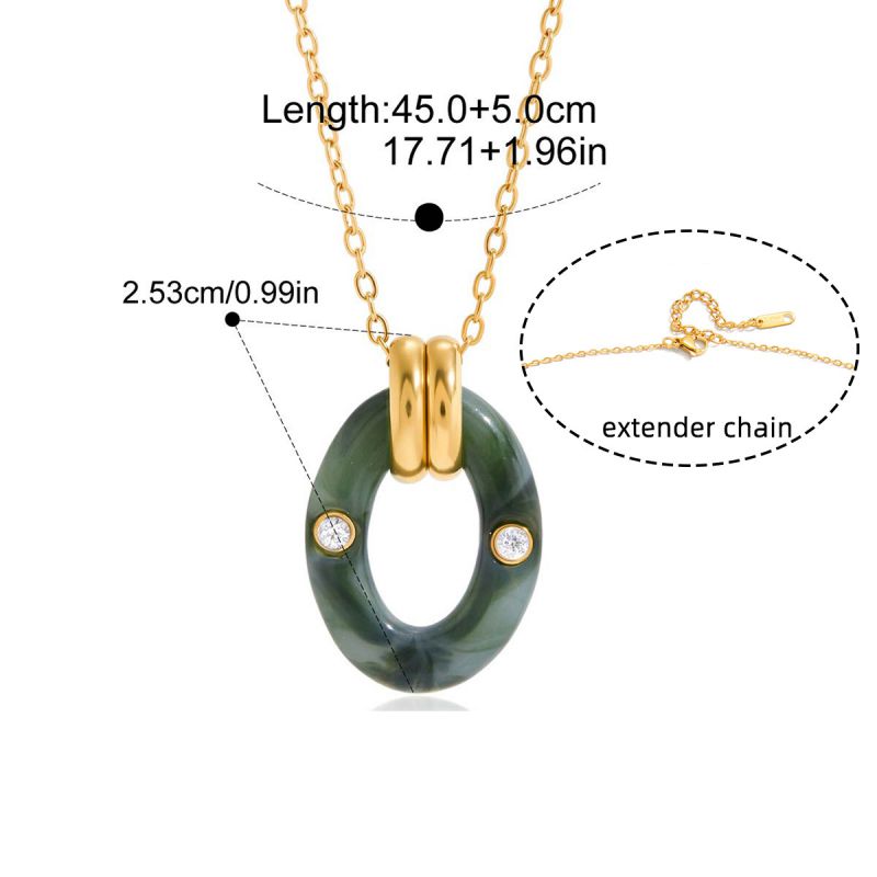 White Stainless Steel Oval Necklace