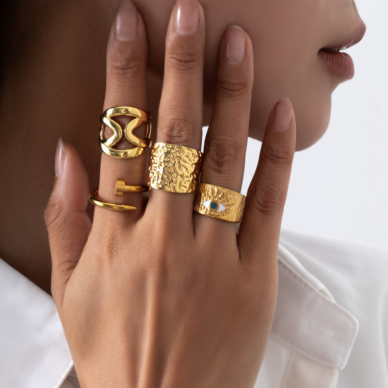 Wide Hammered Ring Stainless Steel Wide Hammered Ring