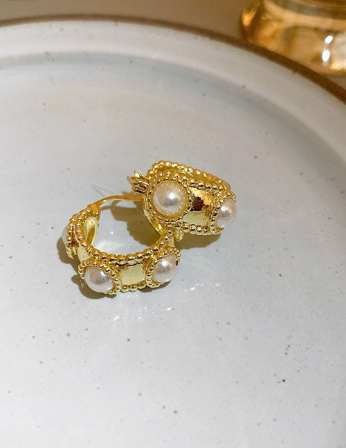 Fashion 4#earhook-golden Heart Copper Heart Stud Earrings