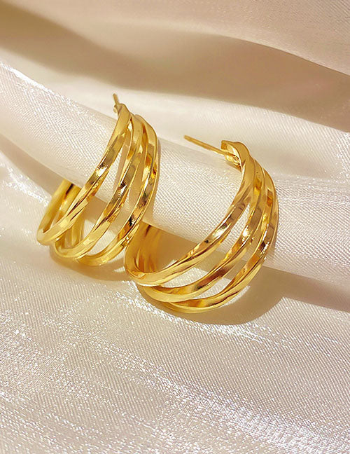 Fashion 4#earhook-golden Heart Copper Heart Stud Earrings