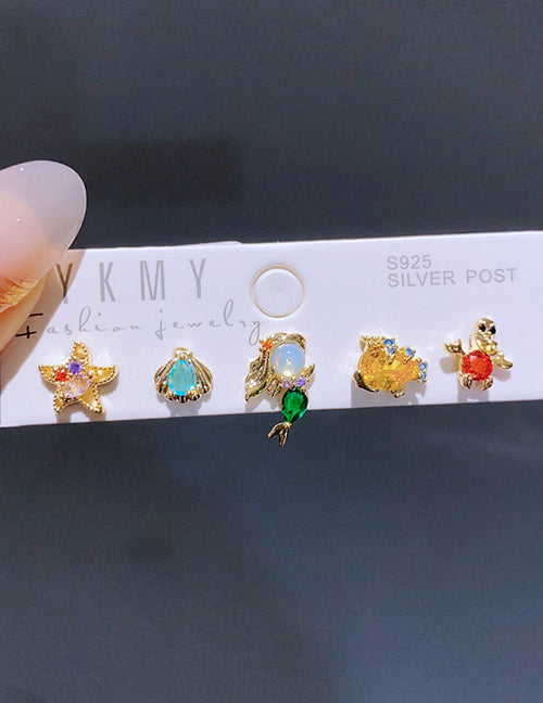 Fashion Cinderella Copper Paved Zirconia Princess Heels Castle Earring Set