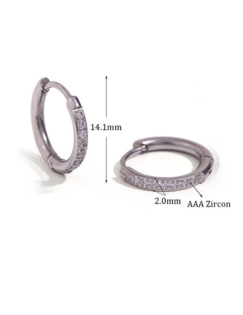 Fashion Rounded Zircon Earrings - Gold - 10mm Round Earrings In Titanium Steel And Diamonds