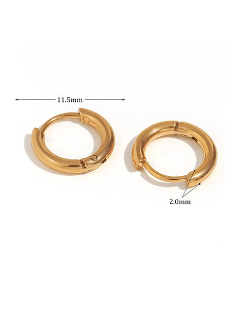 Fashion Rounded Zircon Earrings - Gold - 10mm Round Earrings In Titanium Steel And Diamonds