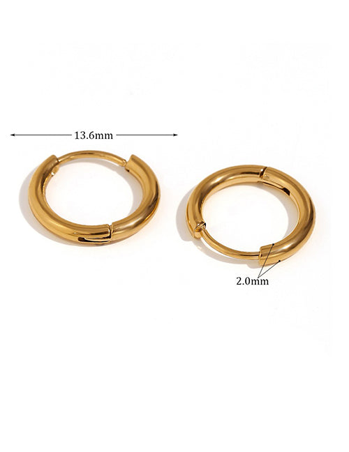 Fashion Rounded Zircon Earrings - Gold - 10mm Round Earrings In Titanium Steel And Diamonds