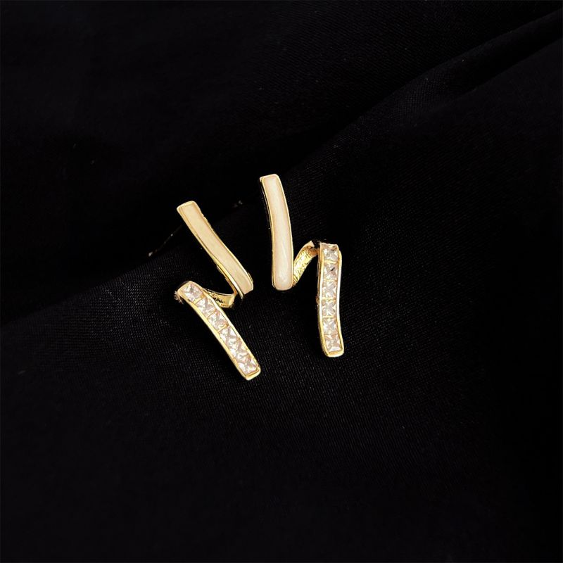 Zircon Drop Earrings Irregular Copper Stud Earrings With Diamonds